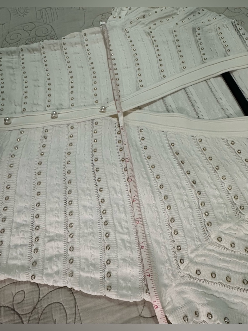 Sandro Beaded Knit Maxi Dress Size 42 Cream Faux Button Front - Picture 12 of 13